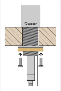 De schroeven van Quooker dispenser vastdraaien